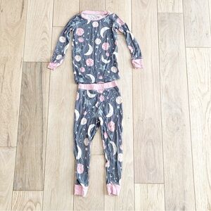 Little Sleepies Moon & Stars Pajama Set - Pink & Gray